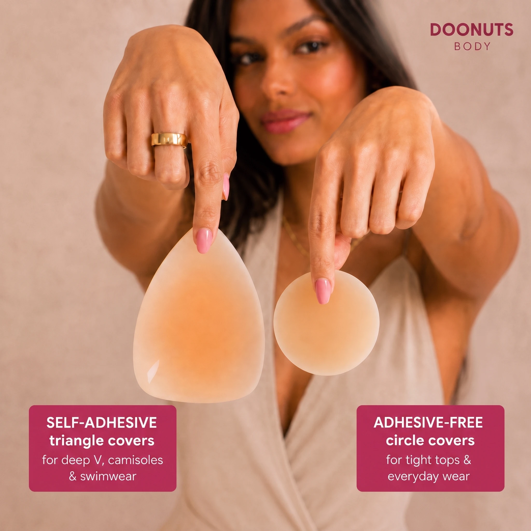 DOONUTS BODY Seamless Medical Silicone Pasties: Adhesive-Free, Reusable Waterproof Nipple Covers w/ Travel Case for Camisoles