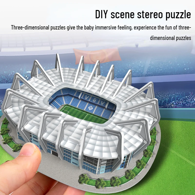 10 ใน 1 Champions League สนามฟุตบอล 3D สามมิติกระดาษปริศนา DIY โมเสคก่อสร้าง GYM ของเล่นของขวัญของเล่นเพื่อการศึกษา