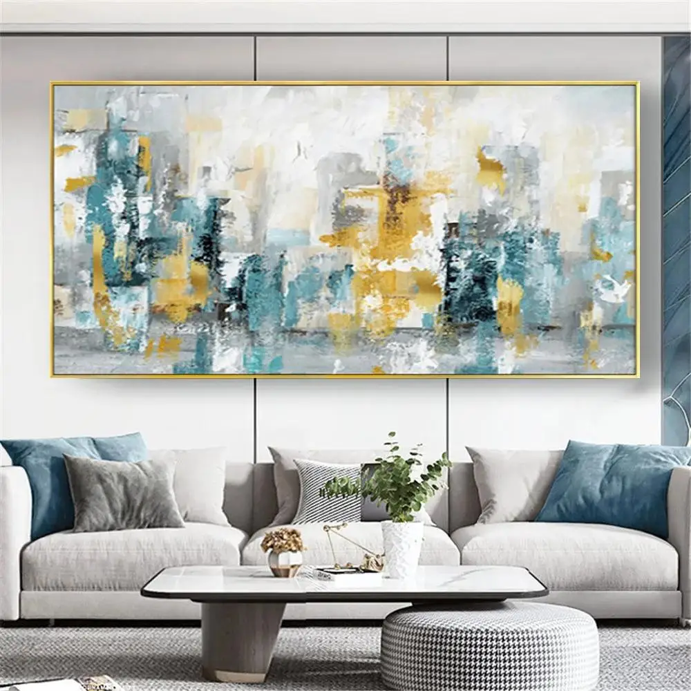 HandPainted Oil Paintings on Canvas  Gold Leaf Abstract Art Picture  Large Acrylic Original Wall Art Decor for Living Room