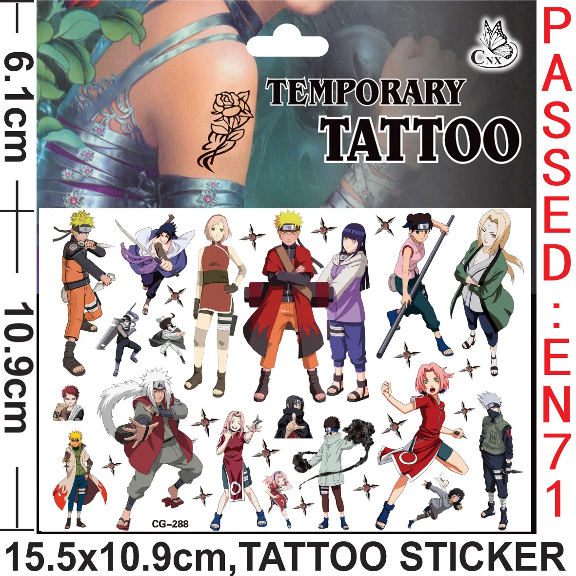 New Naruto Tattoo Stickers Japanese Anime Figure Kakashi Sasuke Halloween Cosplay Sticker Toys Children Partys Supplies Gifts