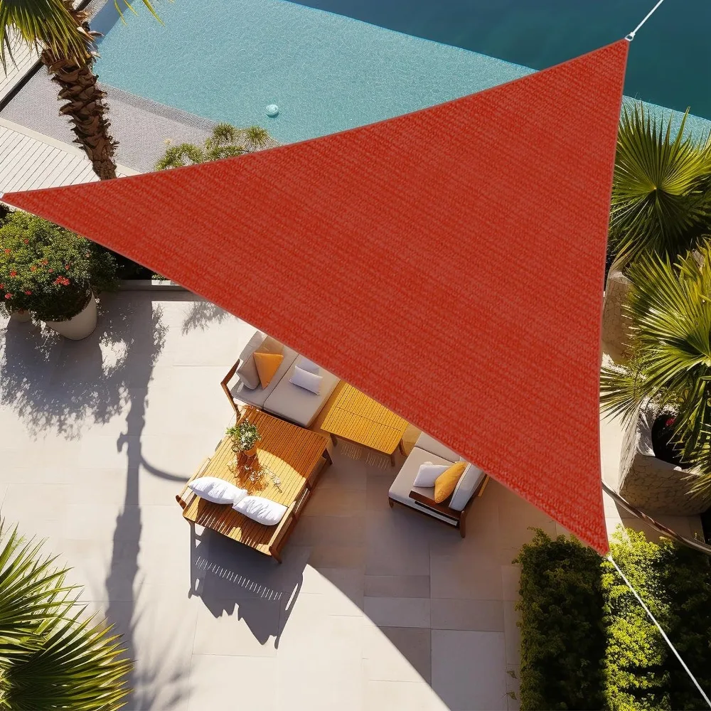 

Triangle Sun Shade Sail 16'X16'X16' Permeable Canopy Rust Red for Patio Garden Yard Deck Pergola (We Make Custom Size)