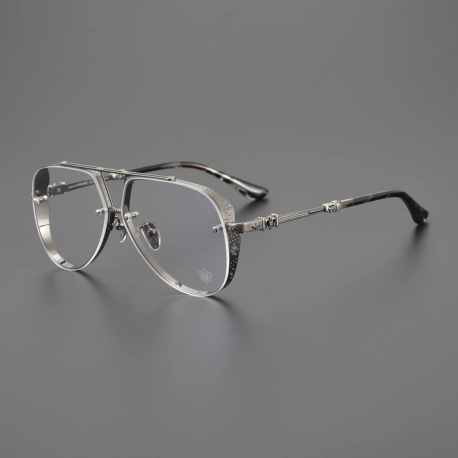 

Anti Blue Light Lenses Titanium Eyeglass Frame Rectangular Full Frame Fashionable Carved Optical Prescription Glasses Unisex