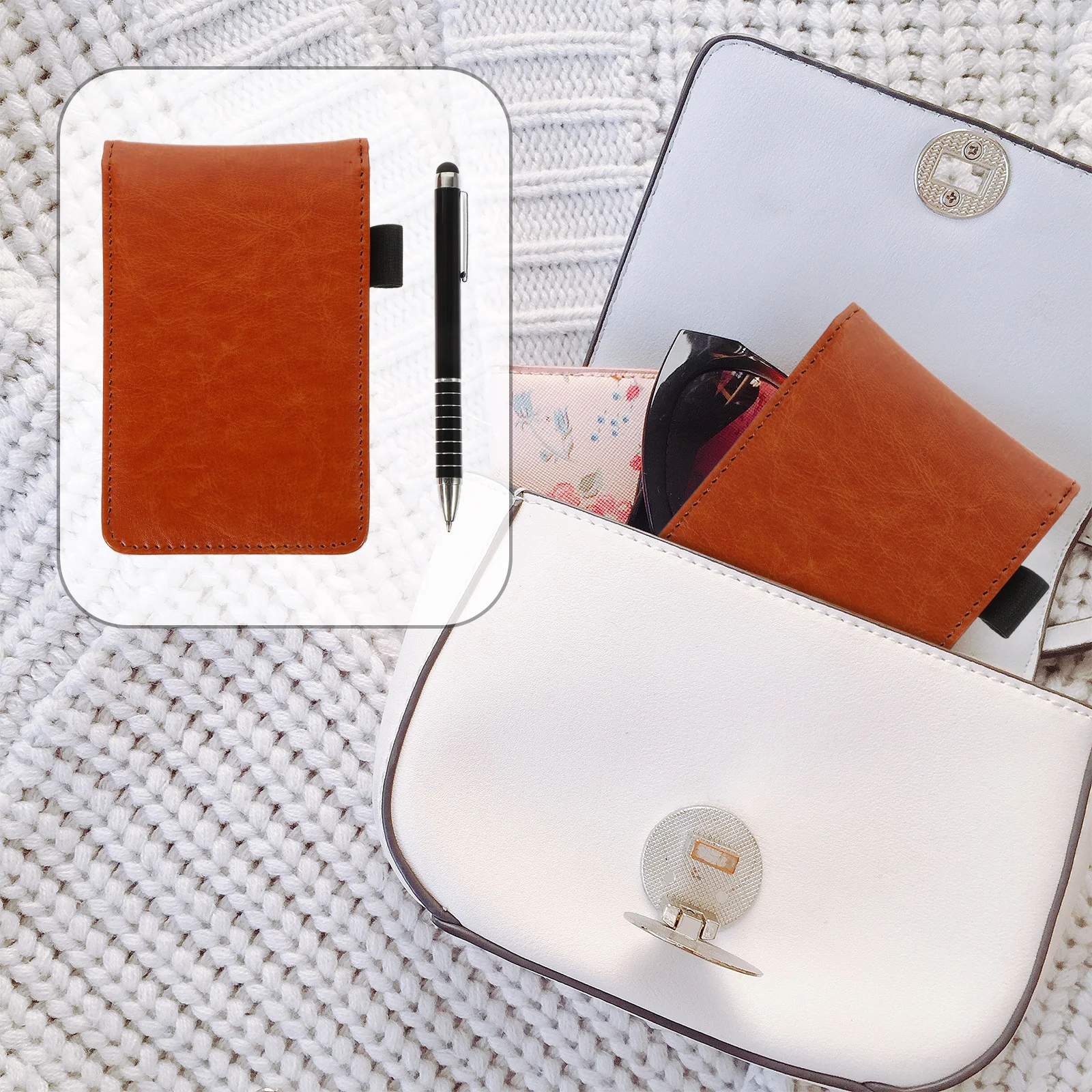 

Metal Pen Notebook Notepad PU Paper Craft Lightweight Office Diary Writing Pad Memo Planner Pocket Size Storage