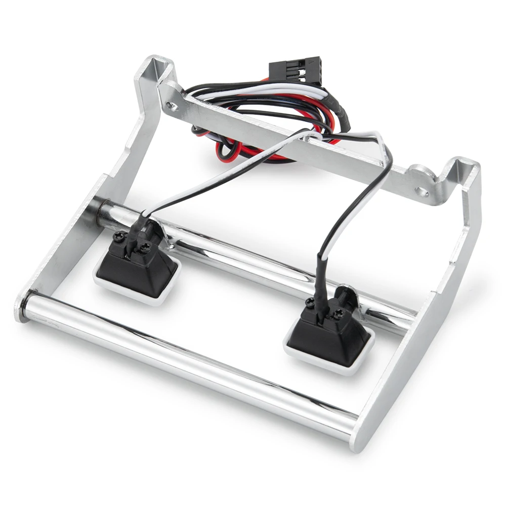 AXSPEED metalowy zderzak przedni z oświetleniem LED zestaw zderzaków antykolizyjnych do 1/10 gąsienica RC TRX4 Ford części zamienne