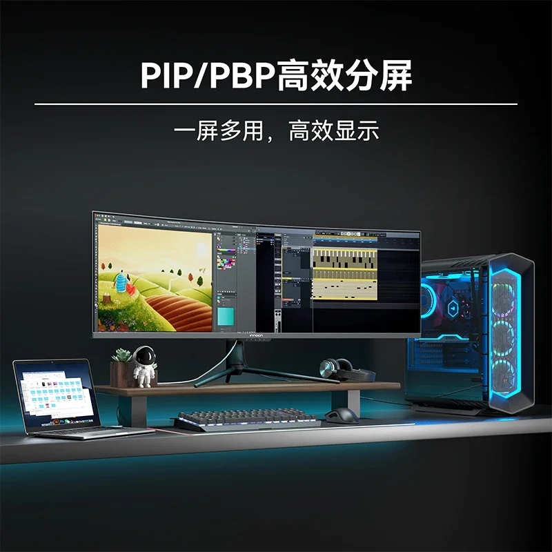 Monitor curvo de 49 polegadas com tela de escritório para computador de 144 Hz