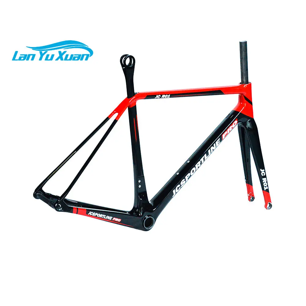 700C Road Bike Frame Racing Bicycle Frameset with T800 Carbon Fiber Fork and Seatpost for D-Brake