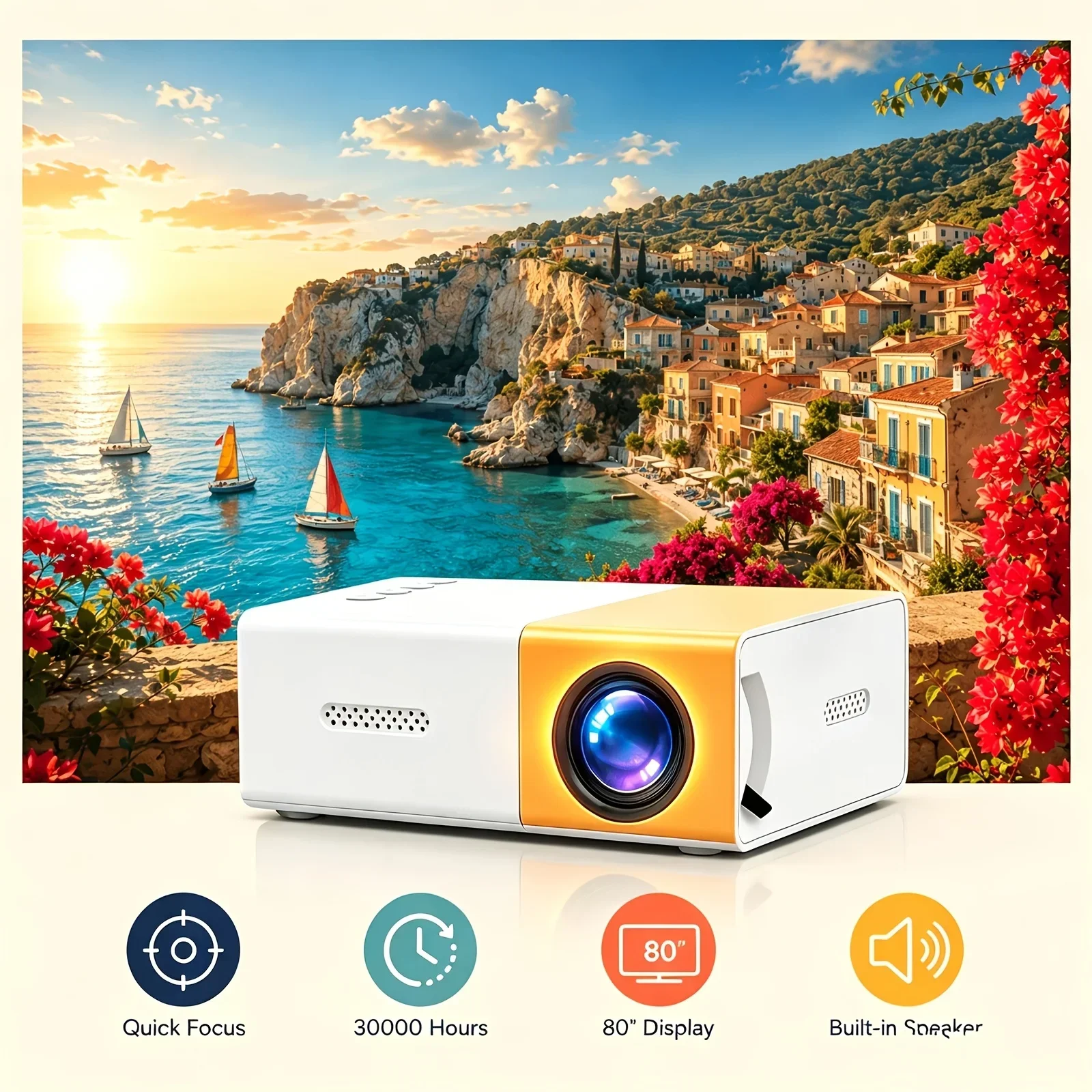 Mini portable smart projector. Movie and video viewing, creating a home theater, suitable for everyone