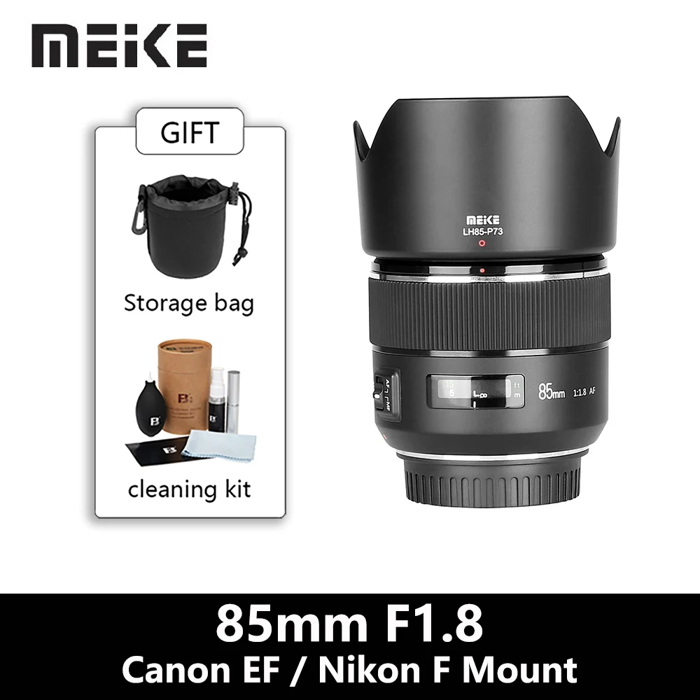 

Meike 85mm F1.8 Full Frame Auto Focus SLR Lens for Canon EF Nikon F Mount Cameras Like 60D 70D 600d T5 D500 D610 D750 D780 D800