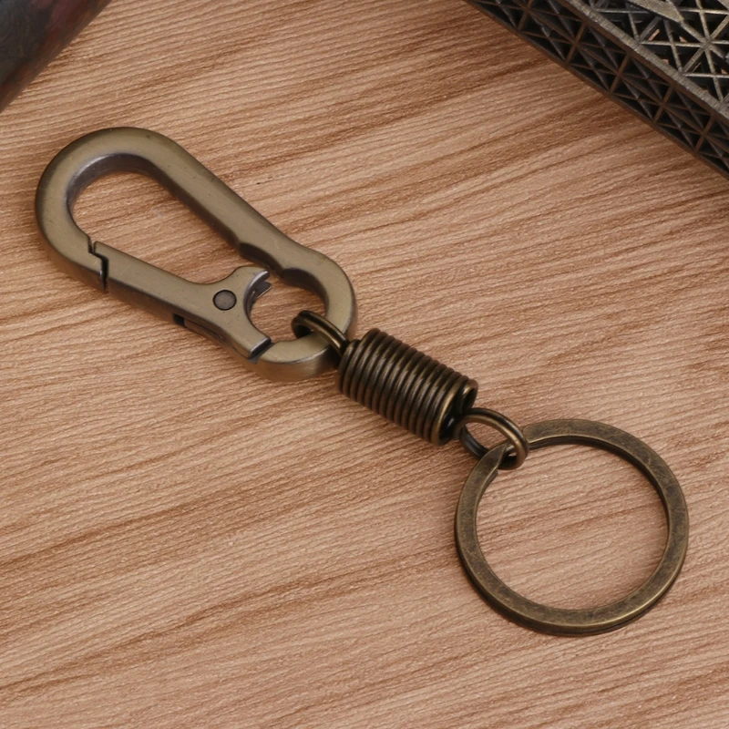 Spring for Key Chain with String, High Tension Elastic, Telescopic, Metal Ring