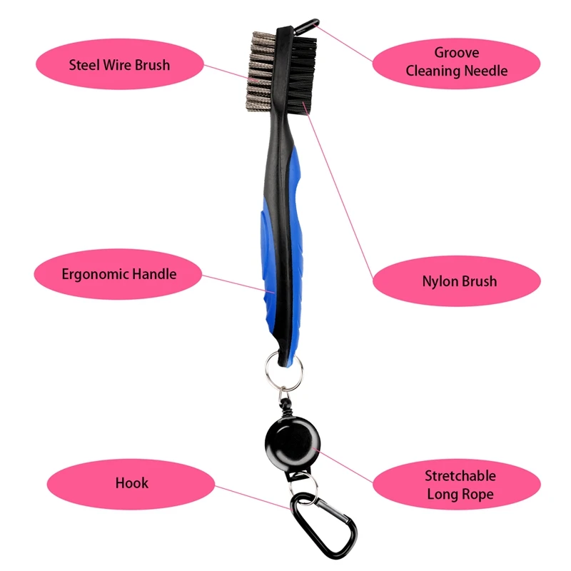Golfclubborstel Golf Groove Reinigingsborstel 2-zijdige Golf Putter Wedge Ball Groove Reinigingsset Golfaccessoires
