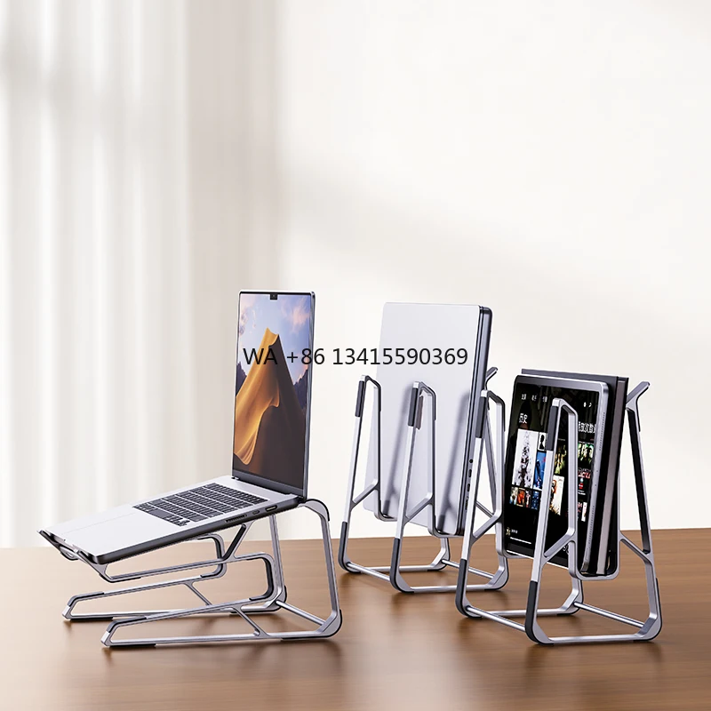 

2024 New Arrivals Ergonomic Cooling Design Aluminum Alloy Desktop Multi Functional Laptop Stand for Tablet Laptop Storage