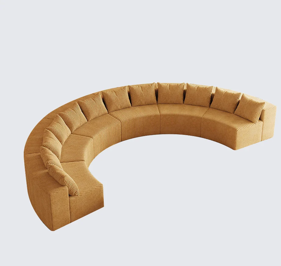 ！@99-Inch Boneless Couch Chaise L-Shaped Modern Upholstered Sectional Sofa Set Three Pillows Corduroy PU Cover Living Room