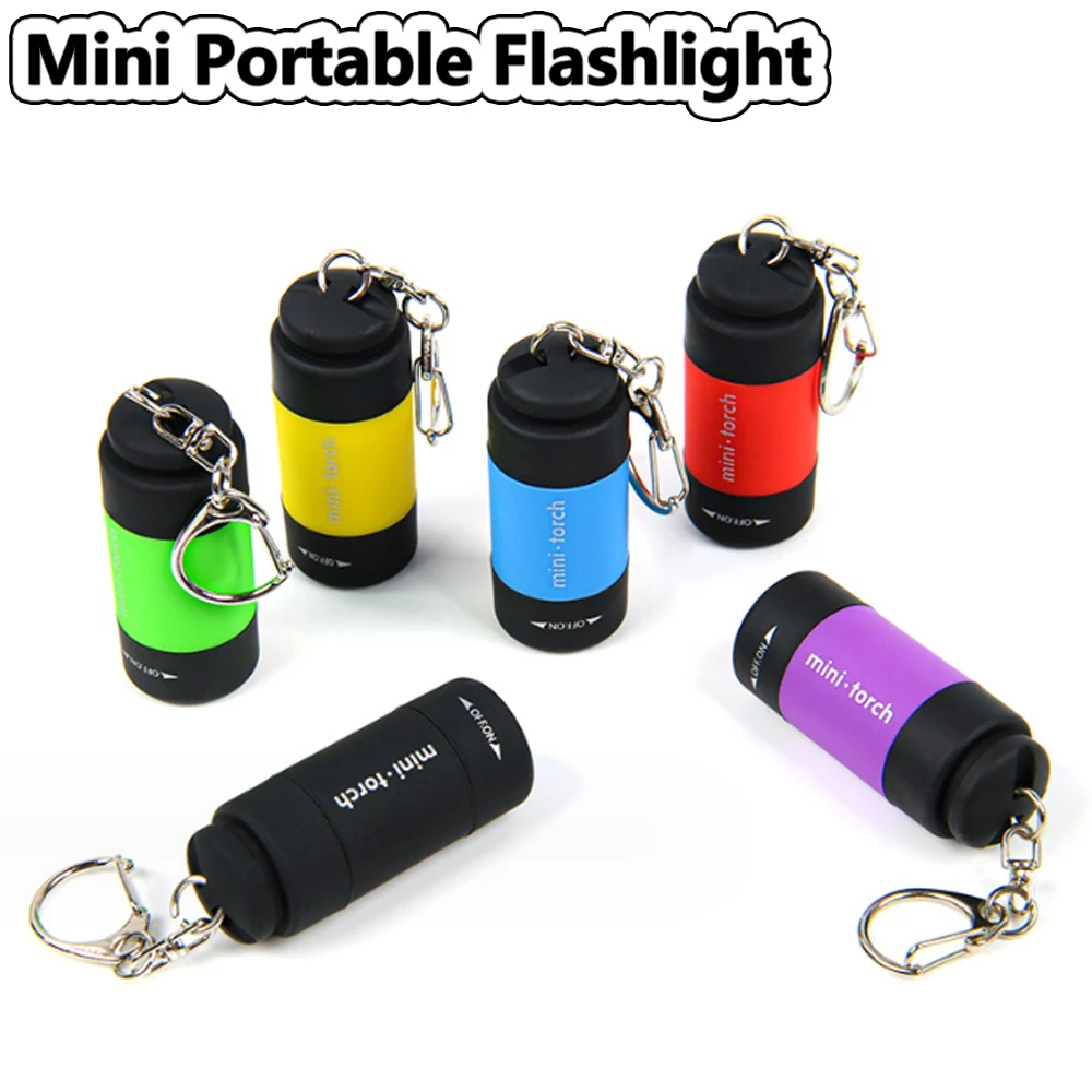 LED Mini Keychain PocketTorch Light USB Charging Waterproof Outdoor Emergency Lights Lamp Hiking Camping Portable Lighting