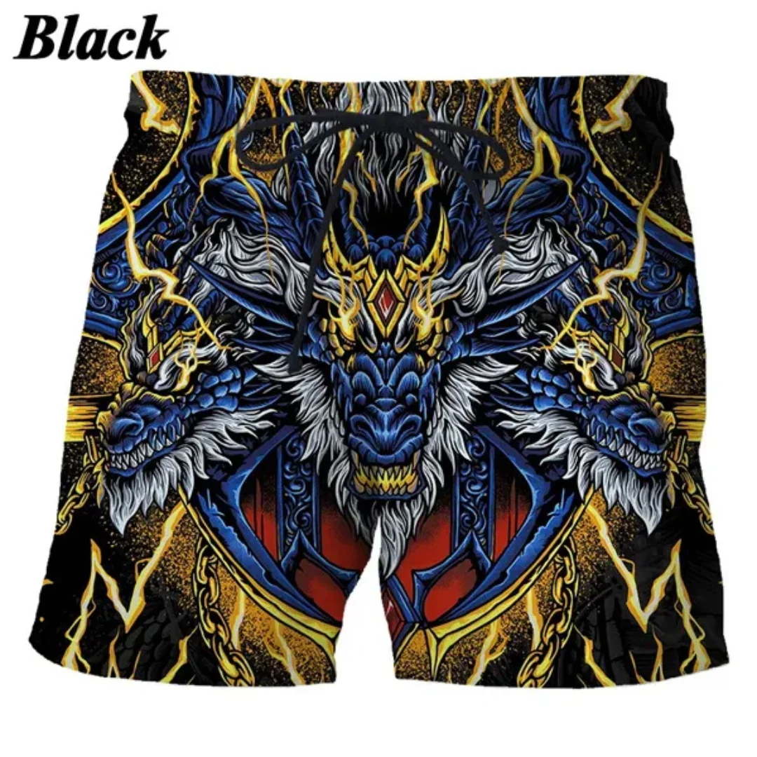 Men's Dragon 3D Print Shorts, Shorts de Personalidade, Moda Casual