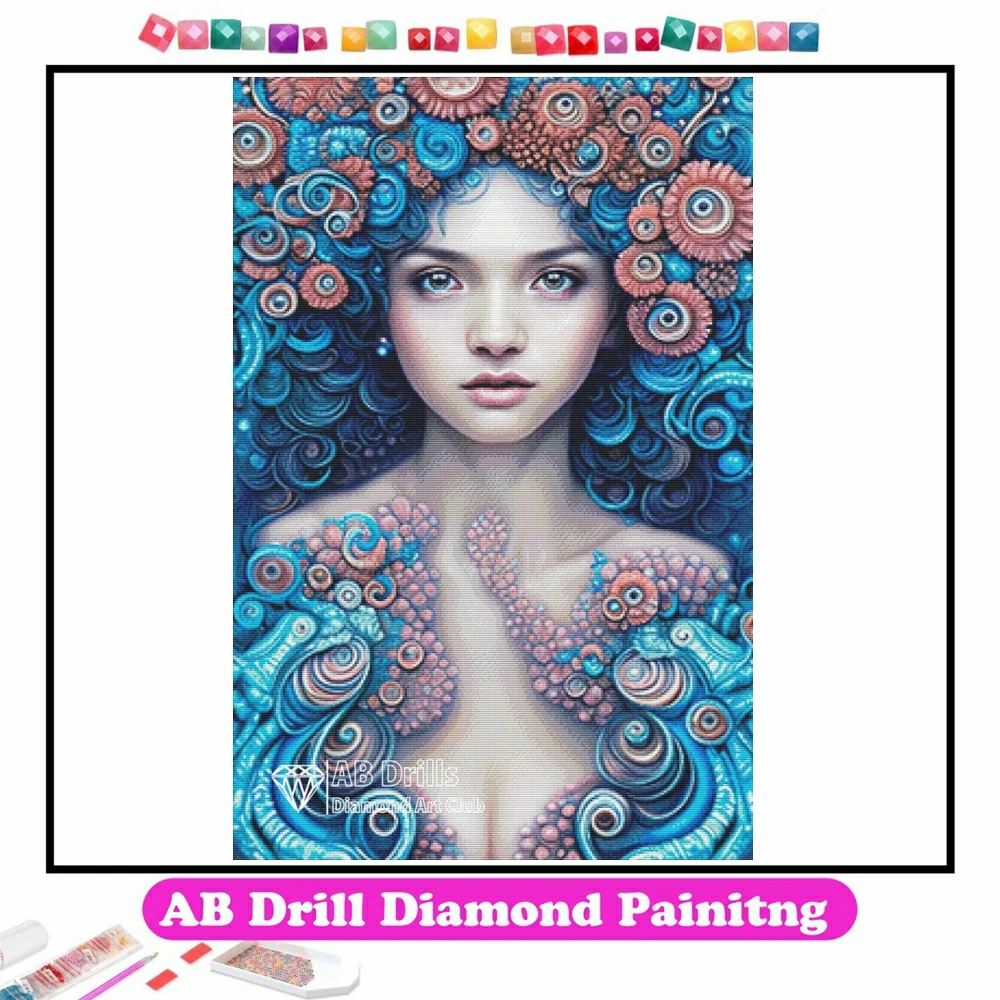 

Beautiful Fantasy Mermaid 5D DIY AB Diamond Painting Mosaic Cross Stitch Rhinestones Handmade Craft Embroidery Home Decor Gift