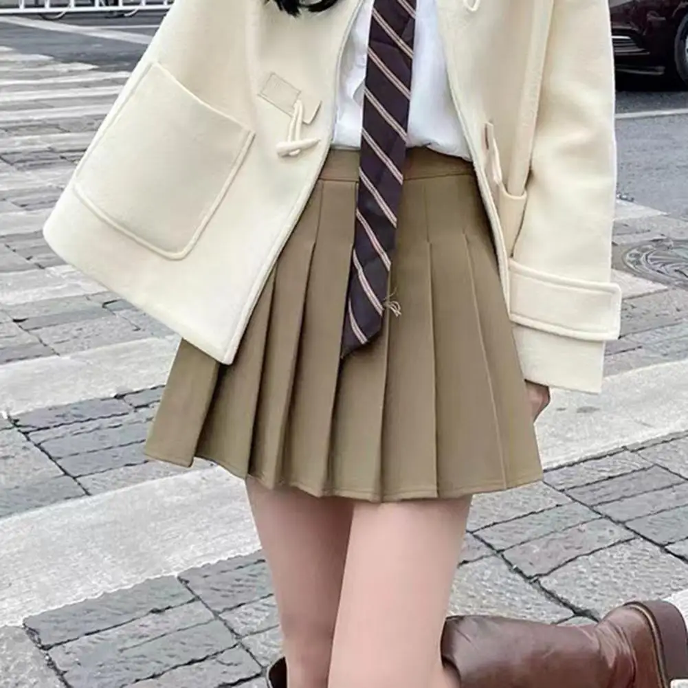 

Мини-юбка трапециевидной формы со свободным подолом и скрытой молнией, однотонная плиссированная юбка, женская одежда