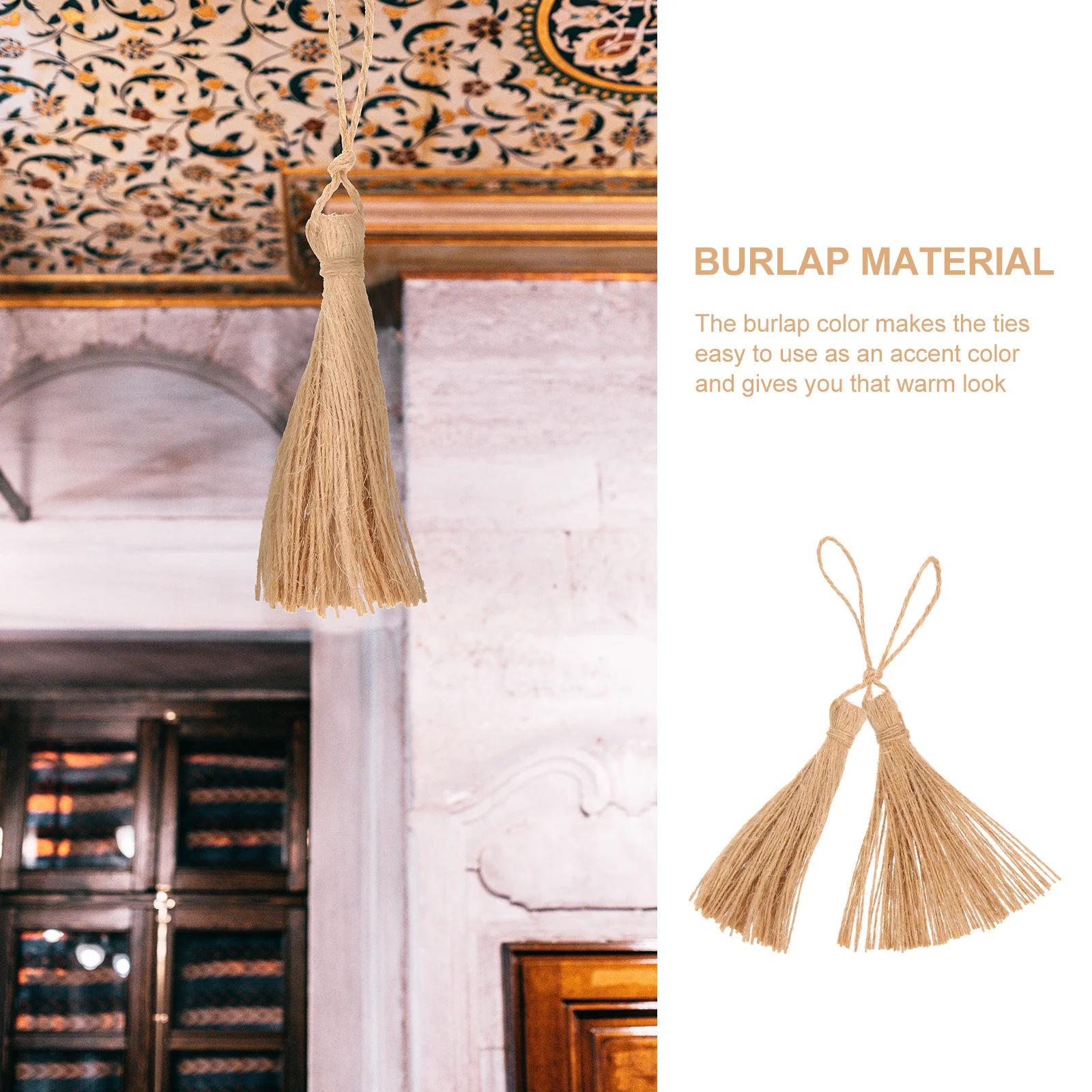 

6pcs Jewelry Making Tassels Natural Jute Curtain Trim Christmas Decor Craft Hanging Garland Charm Rope