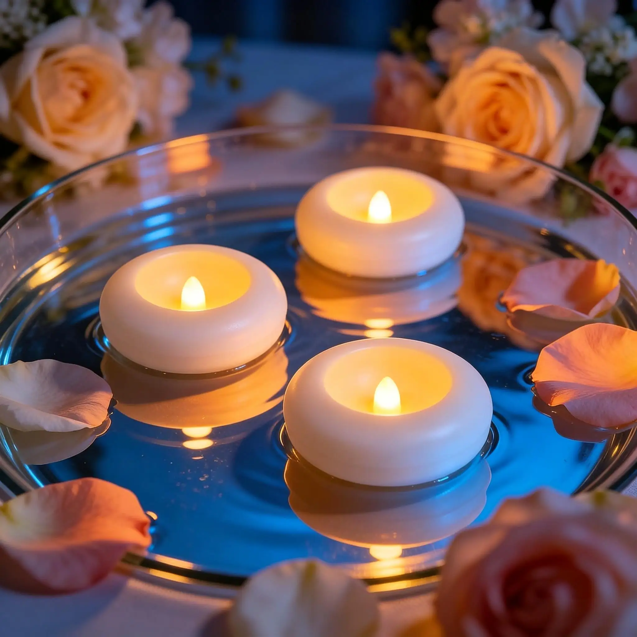 LED Floating Candles Water Activated Waterproof Swimming Pool Flameless Tealights Warm White Fake Candle For Wedding Bath Spa