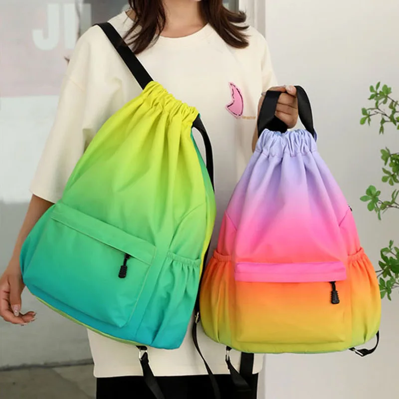 XA138B-Bolsa de almacenamiento para deportes al aire libre para mujer, mochila impermeable de gran capacidad con cordón, bolsa de viaje