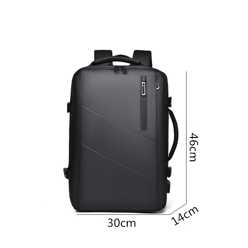 Nesitu High Quality Expandable Waterproof Large Capacity A4 14 15.6 inch Laptop Men Women Backpack Travel Bag Black Grey M683