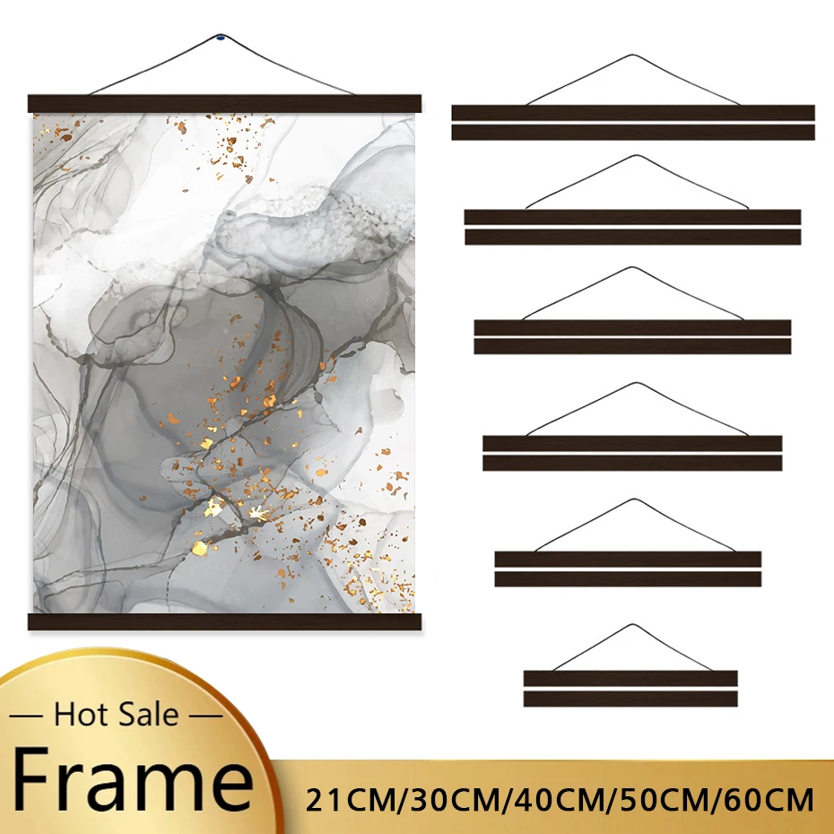 

8 Sizes 7 Colors Magnetic Wooden Poster Hanger Frame Teak Pine for Photo Picture Canvas Print Artwork Map Living Room Wall Decor