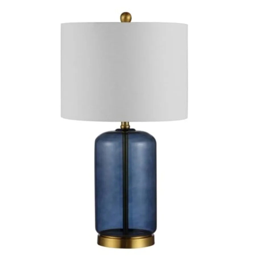 

Lighting Collection Novah Modern Glass 26-Inch Table Lamp, LED Bulb Included, Bedroom Living Room Home Office Nightstand Desk T