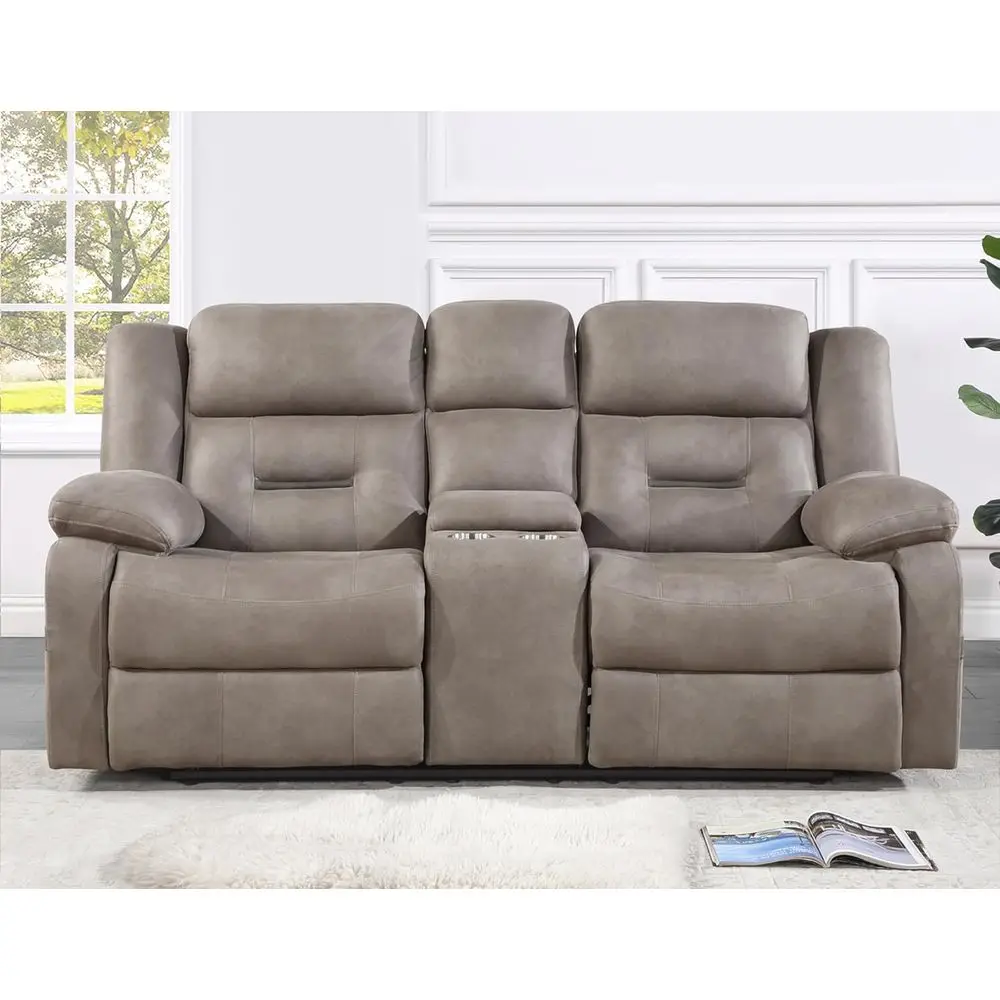 

Traditional Tan Manual Loveseat Recliner Sofa, 160° Recline, Brown for Living Room