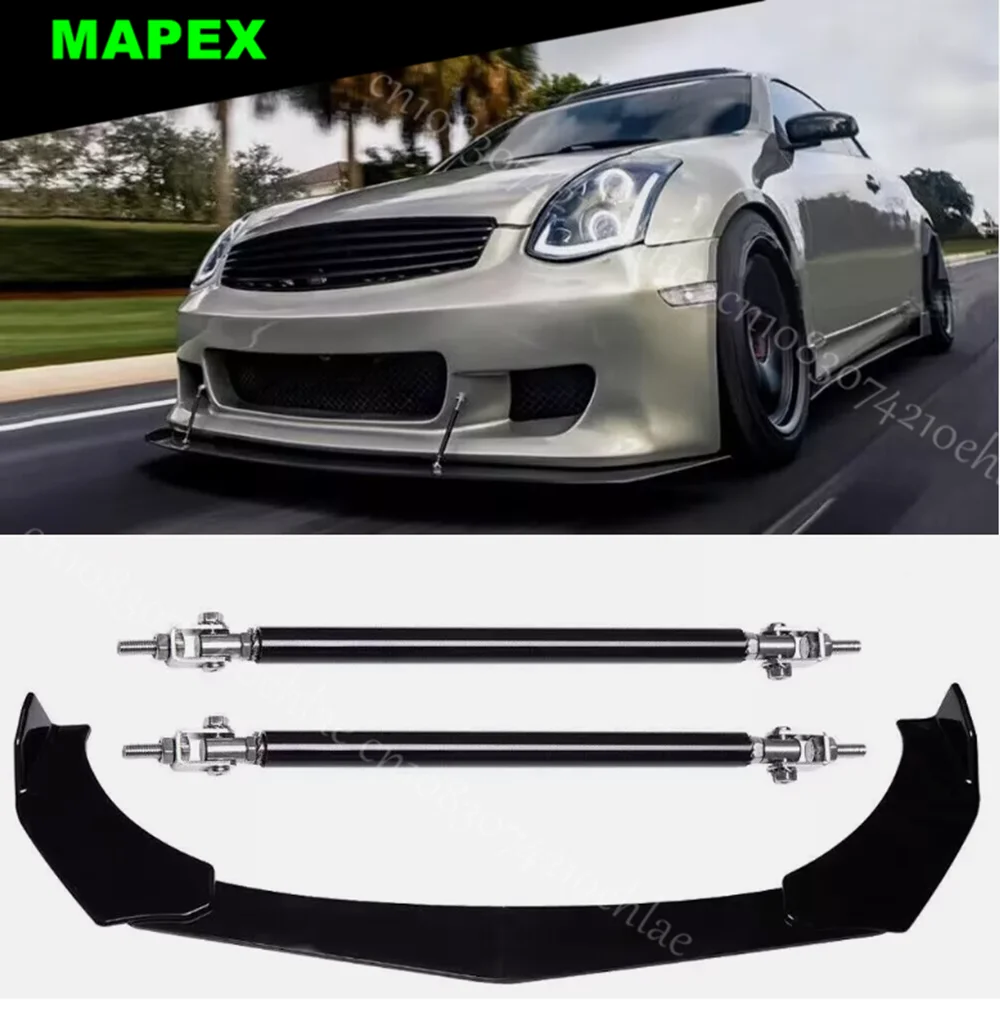 

For Infiniti G35 G37 Sedan Coupe Front Bumper Lip Splitter Spoiler + Strut Rods