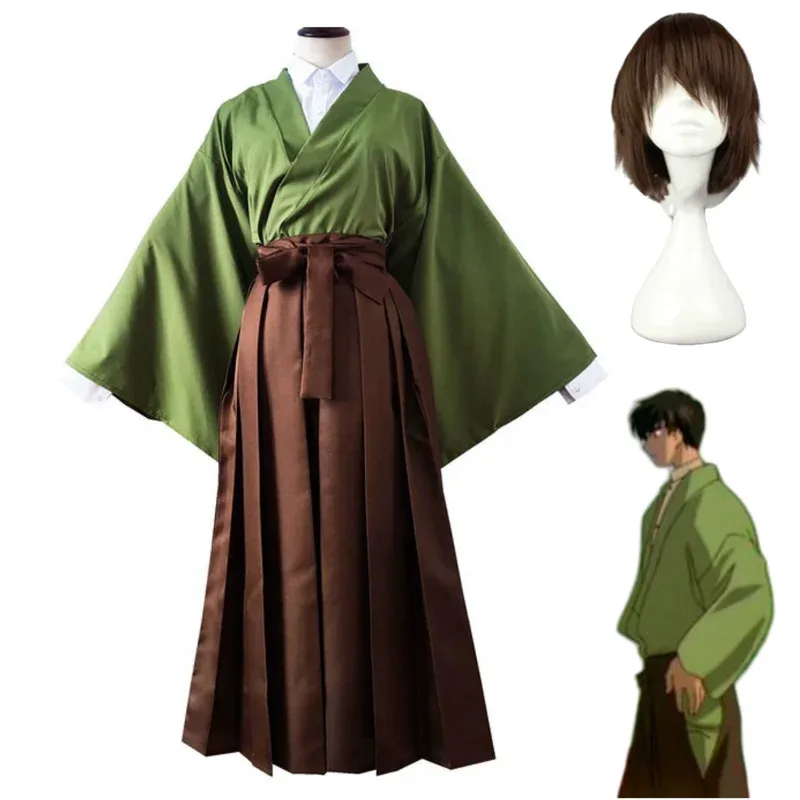 أنيمي كاردكابتور ساكورا كينوموتو تويا تأثيري حلي اليابانية الأخضر كيمونو البشكير معطف شعر مستعار رجل امرأة هالوين البدلة سم ؛ 5