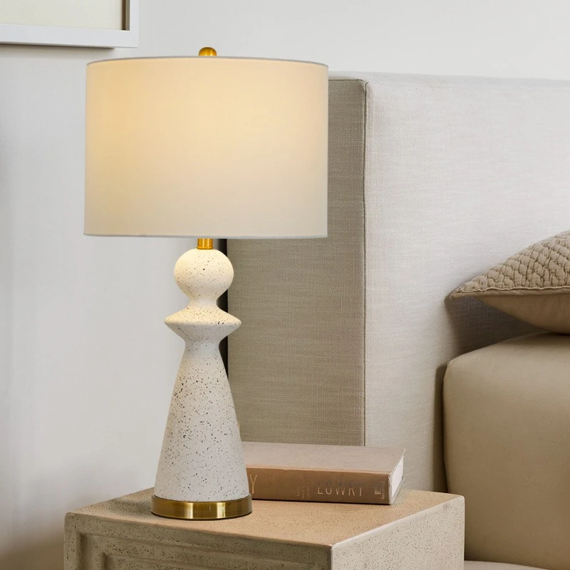 Contemporary Luxury Nature Stone Floor Lamps Creativity LED Fabric Table Light for Living Room Bedroom Study Villa Hotel Bedside