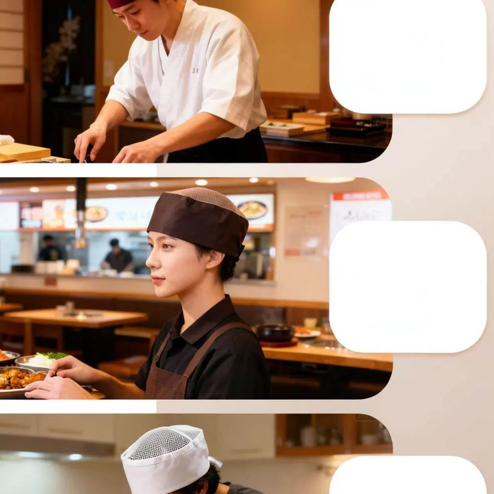 Japanese Style Kitchen Hat Chef Cap Unisex Restaurant Work Headwear Professional Cooking Food Service Adjustable Breathable Cap