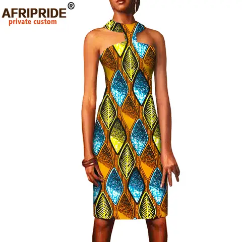 Afrikanska sommarklänningar för kvinnor Ankara-tryck ärmlös casual sexig festklänning bodycon-klänning miniklänning A1825067 8 best sales kvinnor Ankara modeklänning - №8