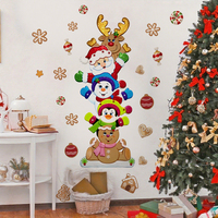 1pc Cartoon Christmas Stackable Wall Stickers Removable PVC Holiday Decoration For Bedrooms Nursery Baby Rooms Party Stickers