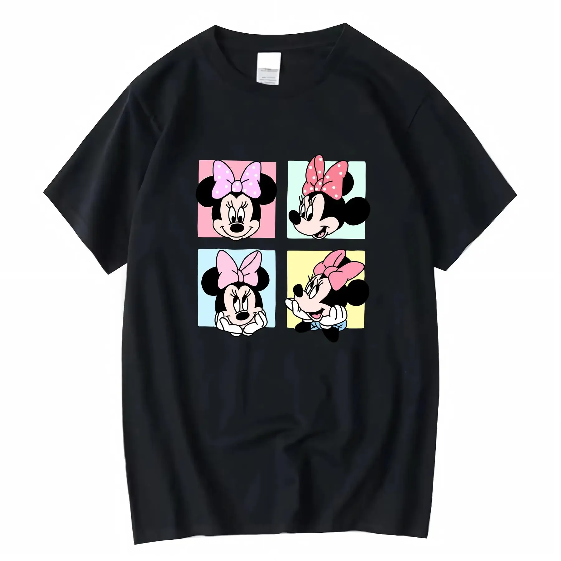 ميني ماوس الوردي رايون مزيج طاقم الرقبة تي شيرت للفتيات مع تصميم الرسوم المتحركة لعوب عارضة الصيف أعلى الكمال عيد الفصح #1