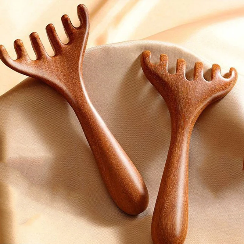 

Portable Hair Therapy Tool Gold Wire and Sandalwood Comb Deer Antlers Massage Hair Combing Meridian Dredging Massager