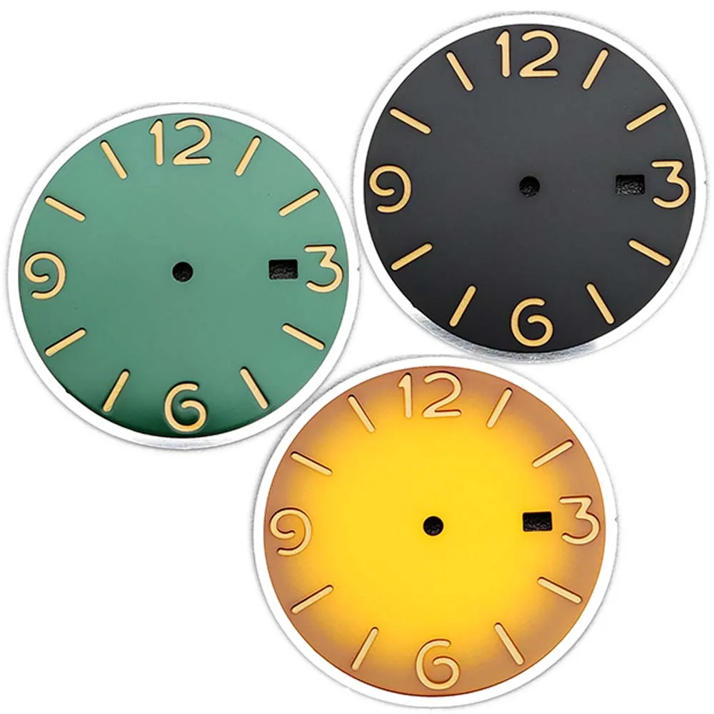 

34.85MM Watch Dial with Green Luminous for NH35 Movement Men Wristwatch Modified Part Watch Face Black/Yellow/Green Dial