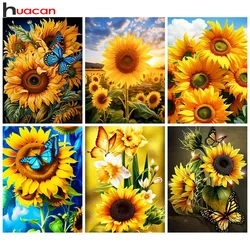 Huacan Diamond Embroidery Sunflower Cross Stitch Kit Full Mosaic Butterfly Home Decorative Rhinestone Pictures