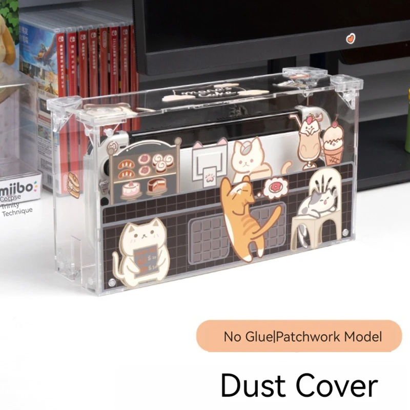 

Case For Nintendo Switch NS Accessorie Cartoon Transparent Dust Cover Base Protective Case For Switch Accessorie Charging Stand