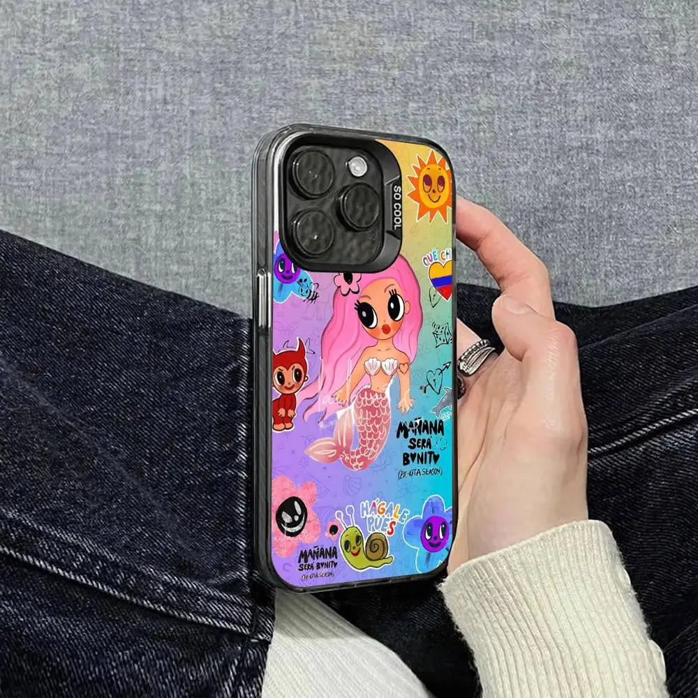 حافظة هاتف Karol G Manana Sera Bonito لهاتف آيفون 17 16 15 14 13 12 11 Pro Max Plus غطاء خلفي فضي مقاوم للصدمات #6