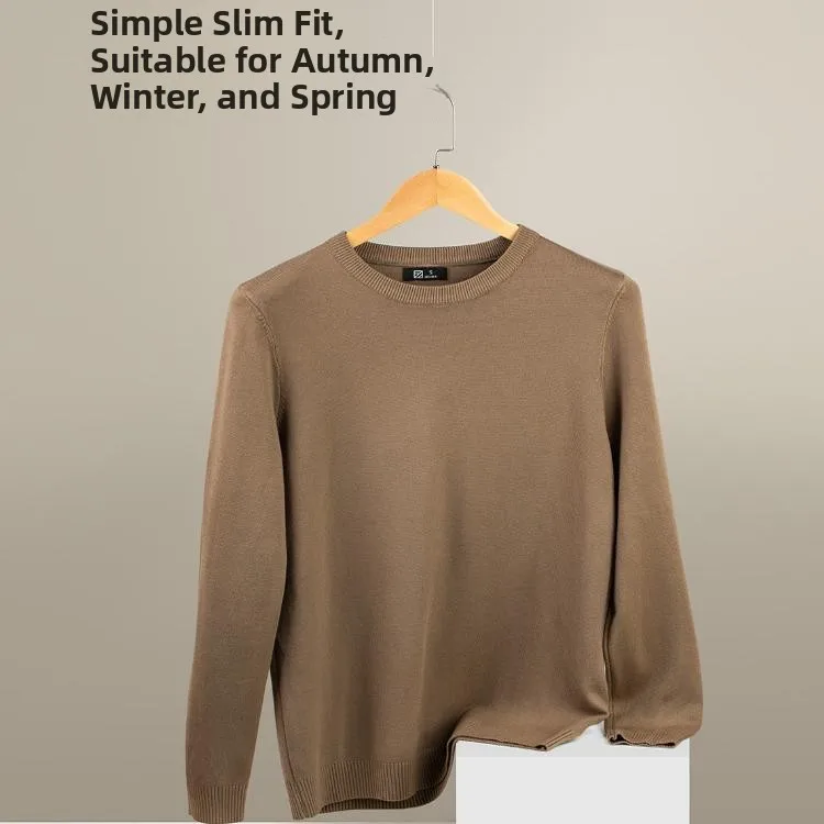 

Men's Faionable Autumn Winter Knitted Sweater round Ne Slim Fit Base irt Versatile High Elastici hine Waable Top