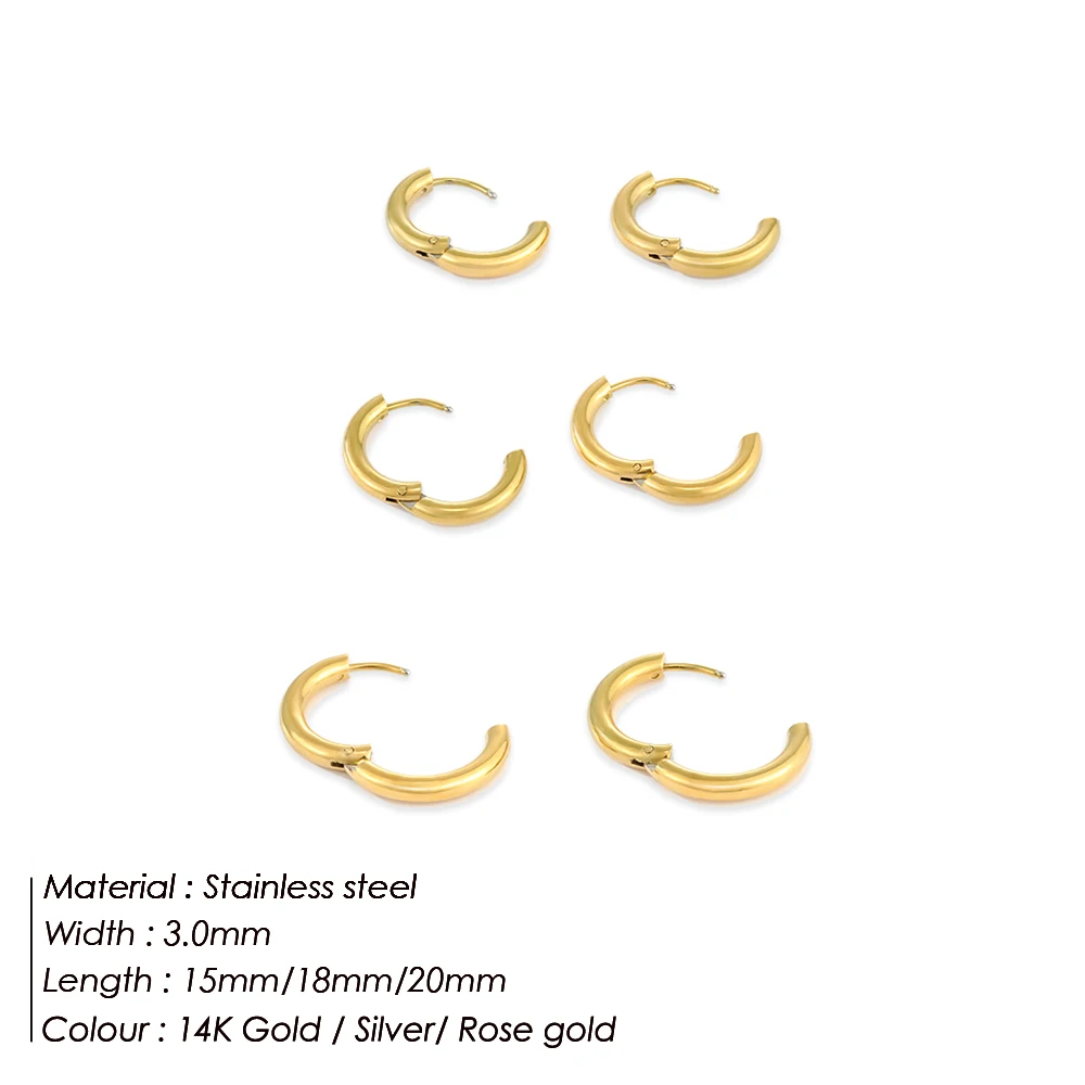 Retro Minimalism Stainless Steel Hoop Earrings for Woman Girls Gold Color Metal Circle Earring Party Gifts Simple Jewelry