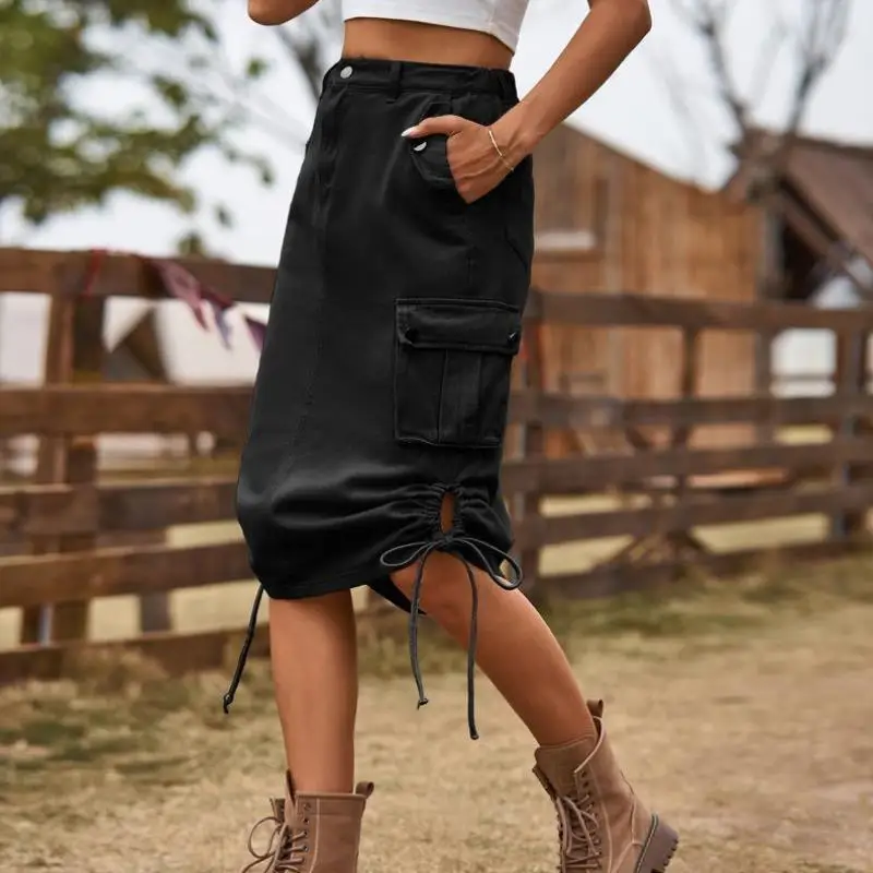 

Cross-Border New Women's Denim Lace Tie Casual Mid-Length Trendy Set ort Pants Seven-Quarter Sve T-irt Autumn Wear