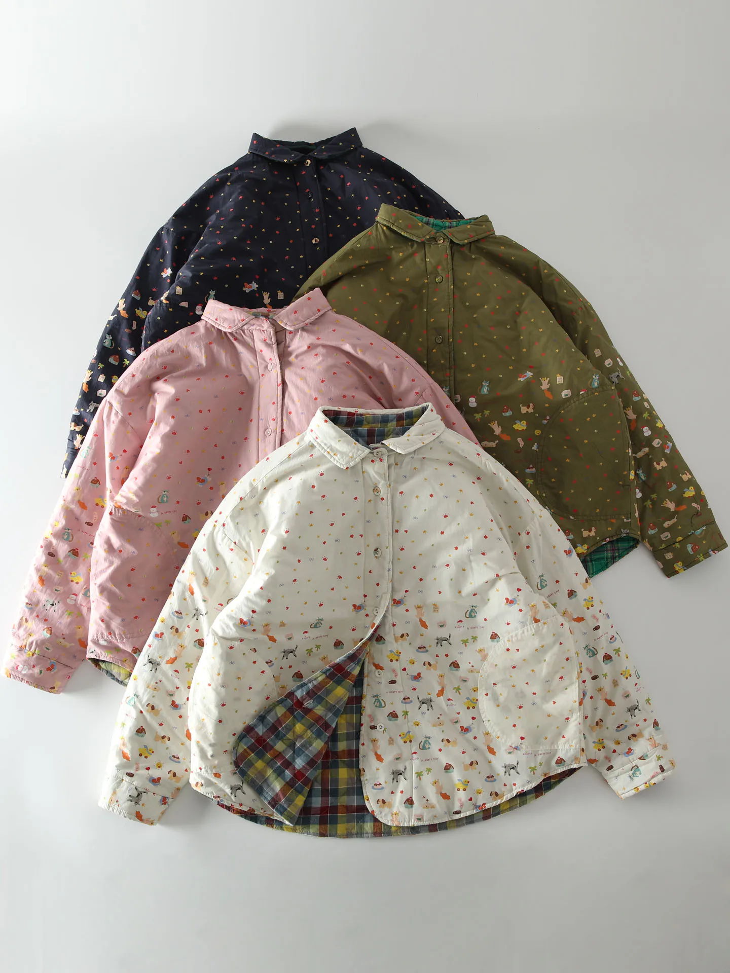 

Новая зимняя женская хлопковая куртка двусторонняя, свободного кроя, с воротником, с принтом, утепленная, повседневная, для города