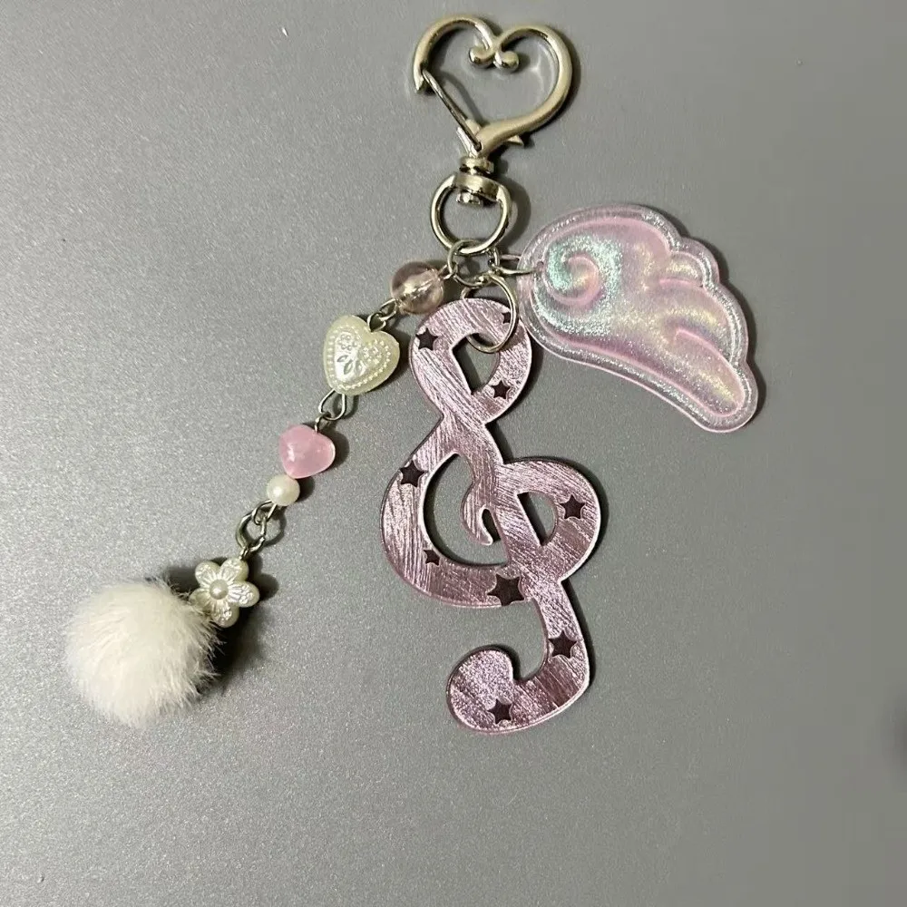 Acrylic Material Music Note Keychain Polka Dot Pattern Star Shape Ita Bag Charm Stripe Pattern Creative Cartoon Key Holder Party