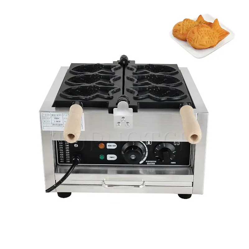 آلة وافل الأسماك التجارية Taiyaki على شكل سمكة الهراء الحديد طلاء غير لاصق الفولاذ المقاوم للصدأ وجبة خفيفة الكعك الحديد