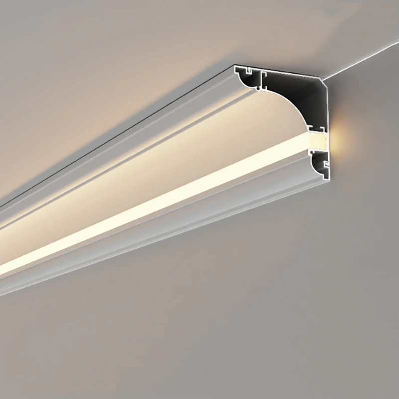 2m Surface Mounted LED Aluminum Profile Top Corner Luminous Line Lamp Gypsum Ceiling Hard Bar Strip Lighting