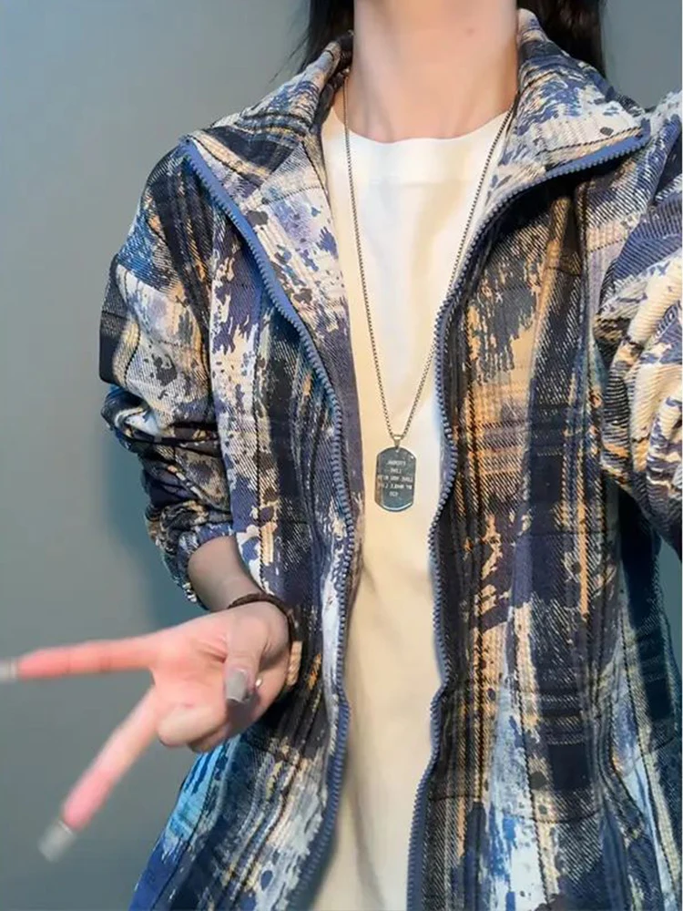 

American Sle Dyed Plaid Jaet Men's Women's Spring Autumn Retro Design Casual High Emotional Couple's Cheered Jaet