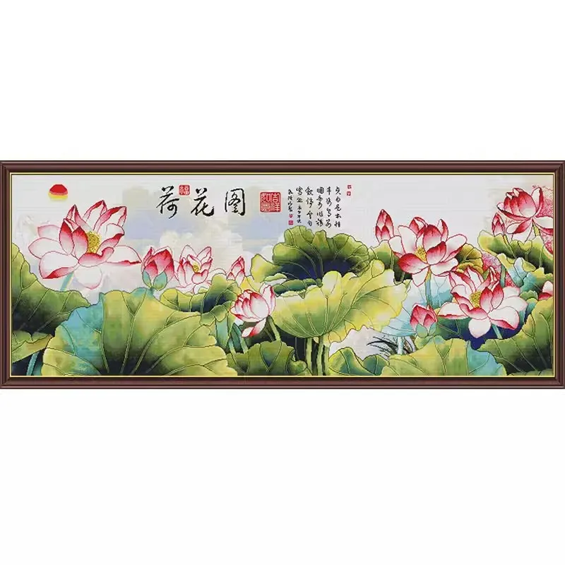 

Lotus Flowers 11CT DIY Chinese Kits Embroidery Pattern Printed Stampe Cross Stitch Cotton-thread Landscape