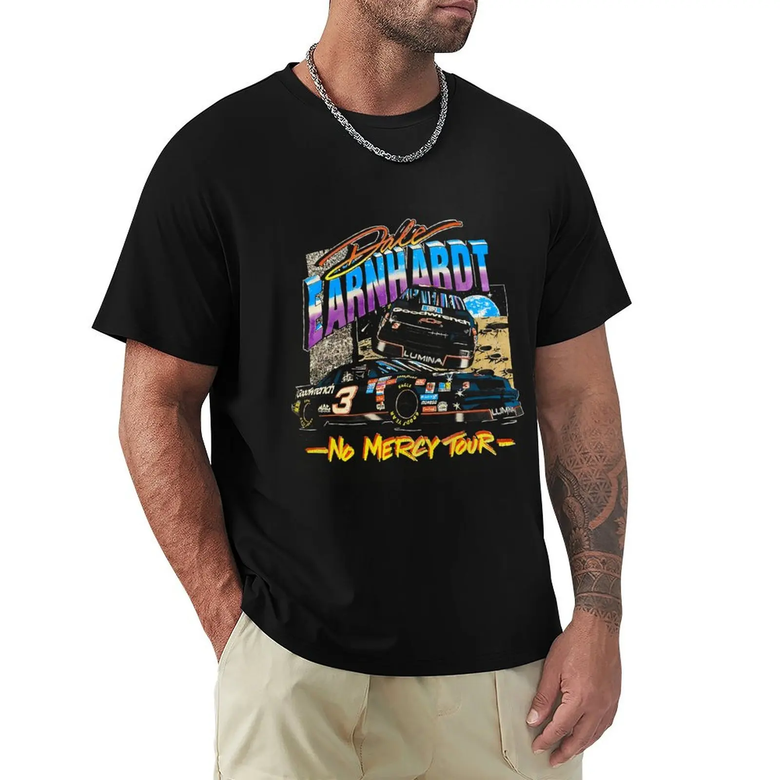 

Dale Earnhardt No Mercy Tour Vintage T-Shirt Basic Casual Wear Short Sleeve Top