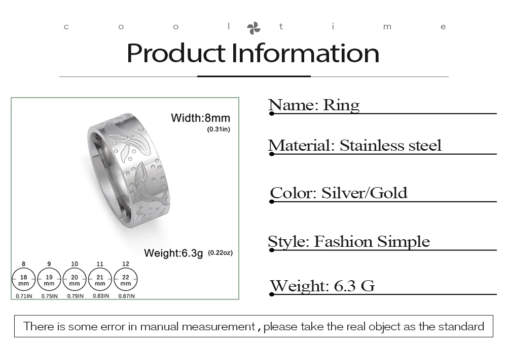 COOLTIME Wal Ringe für Frauen Männer Edelstahl Gold Farbe Mode Niedlichen Tier Finger Ringe Party Schmuck Geschenk – Detail 2